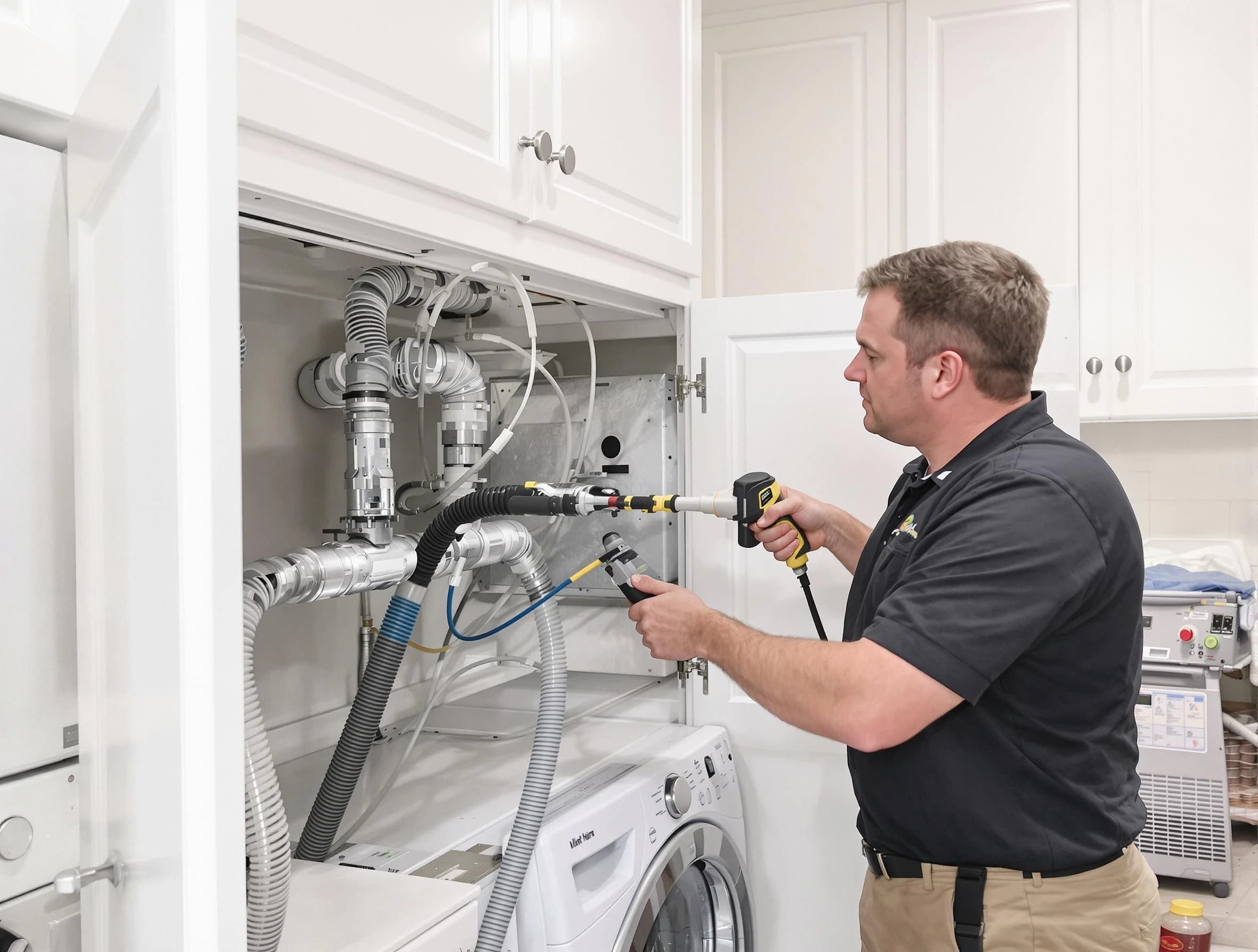 Tewksbury Dryer Vent Cleaning professional removing severe blockage from a clogged dryer vent in Tewksbury