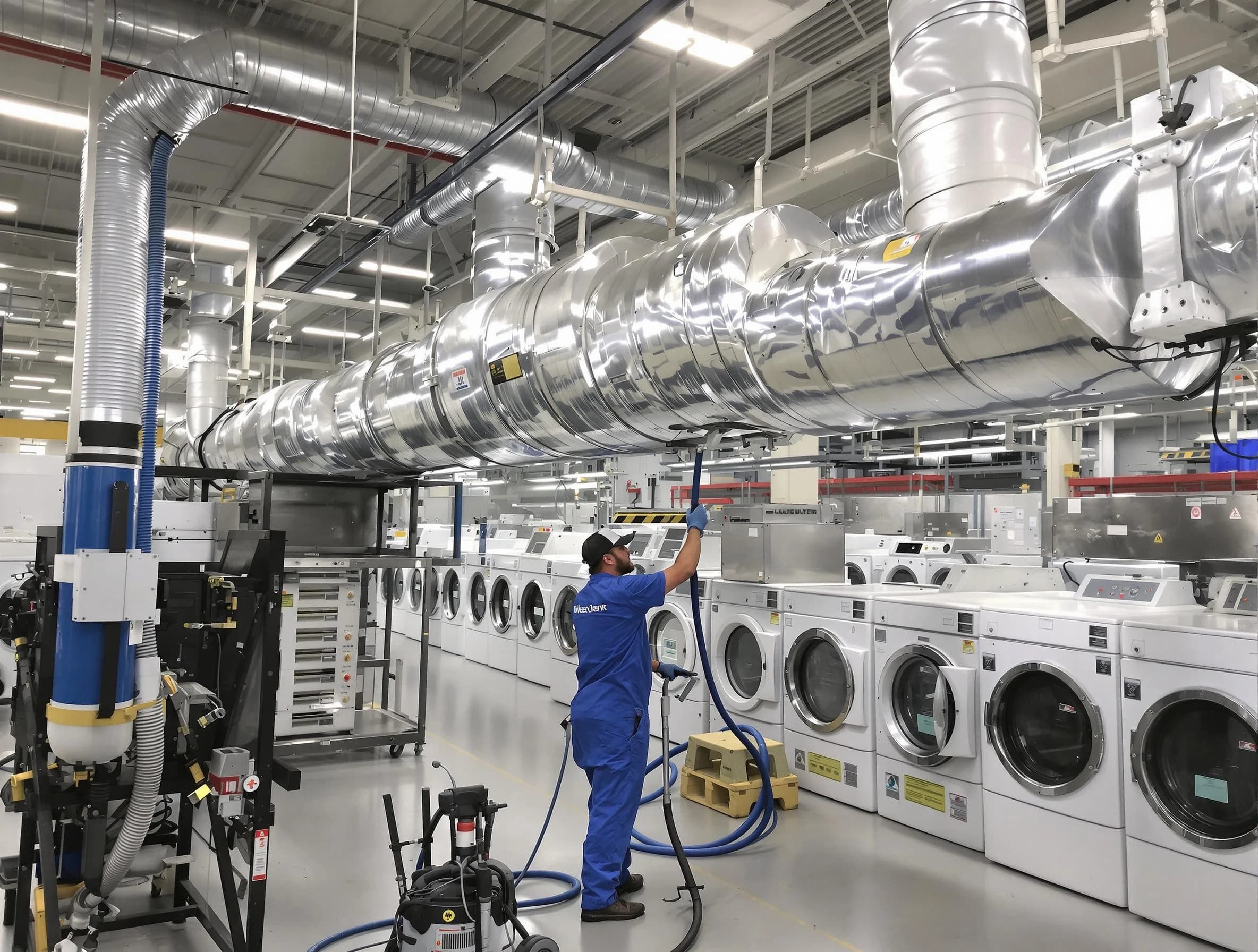 Tewksbury Dryer Vent Cleaning team performing heavy-duty industrial dryer vent cleaning in Tewksbury